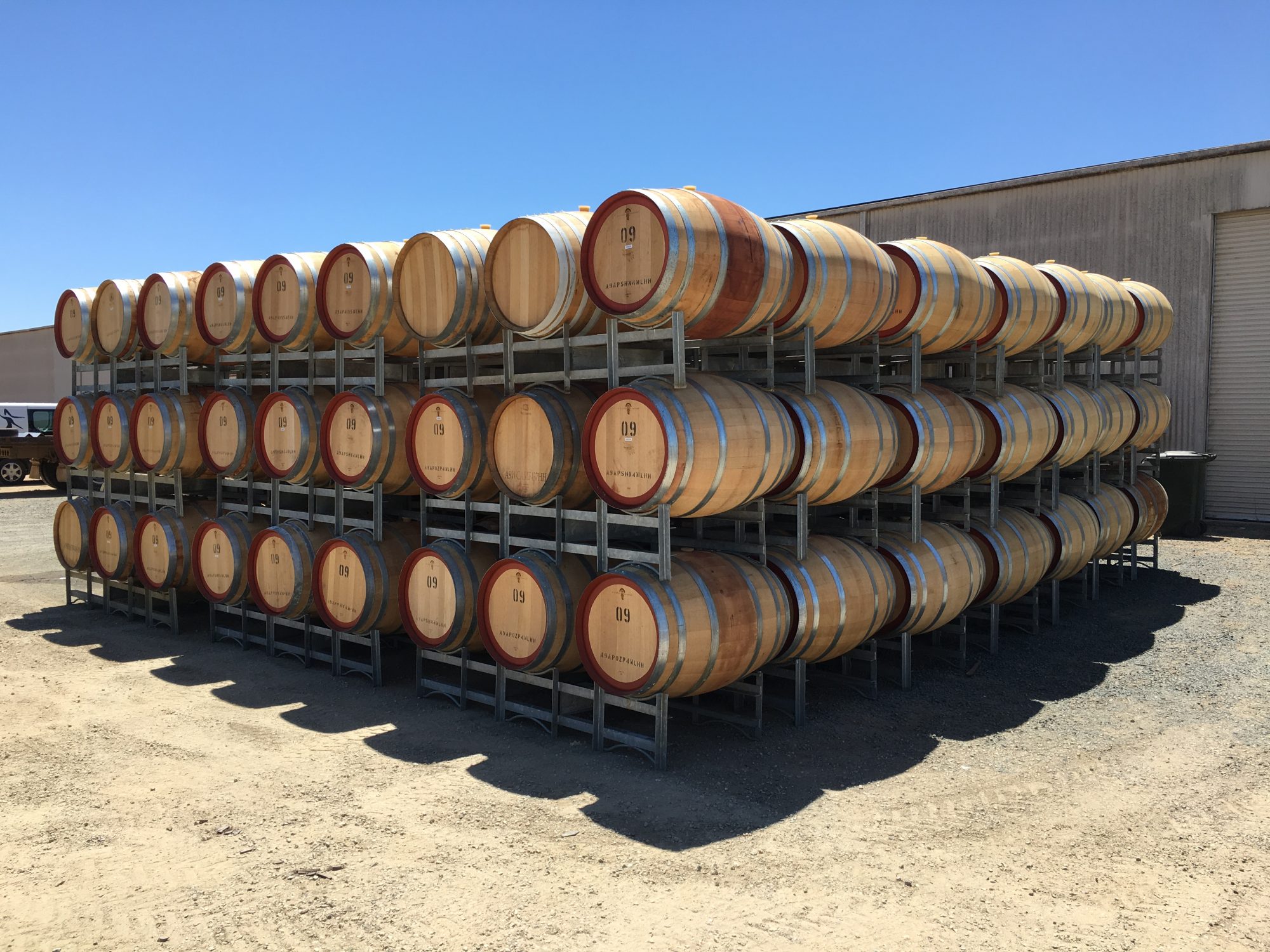 Rows of Wine Barrels at Moama Cellar Door