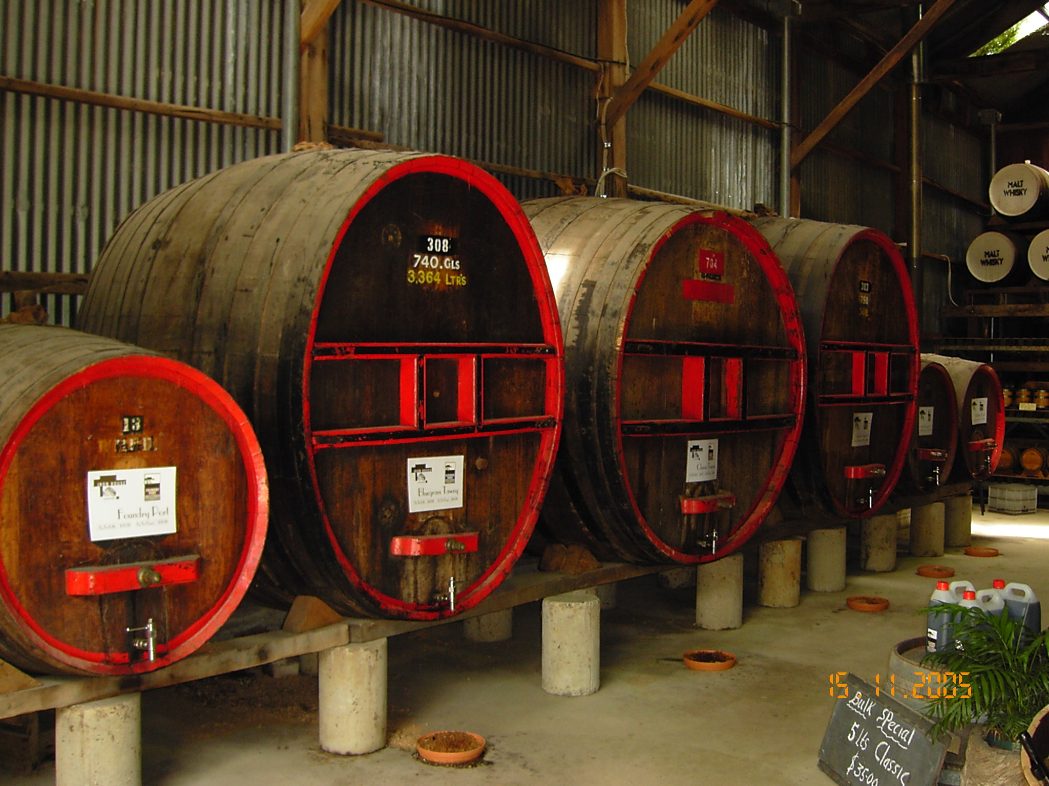 Port and Wine Barrels Iron House at Moama Cellar door