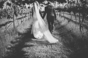 Black and White Married Couple in St Anne's Vineyard from the back