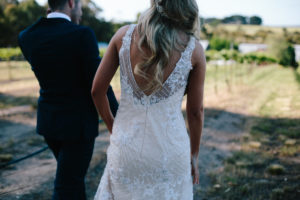 Back view of Just Married Couple in Vineyard | St Anne's Winery