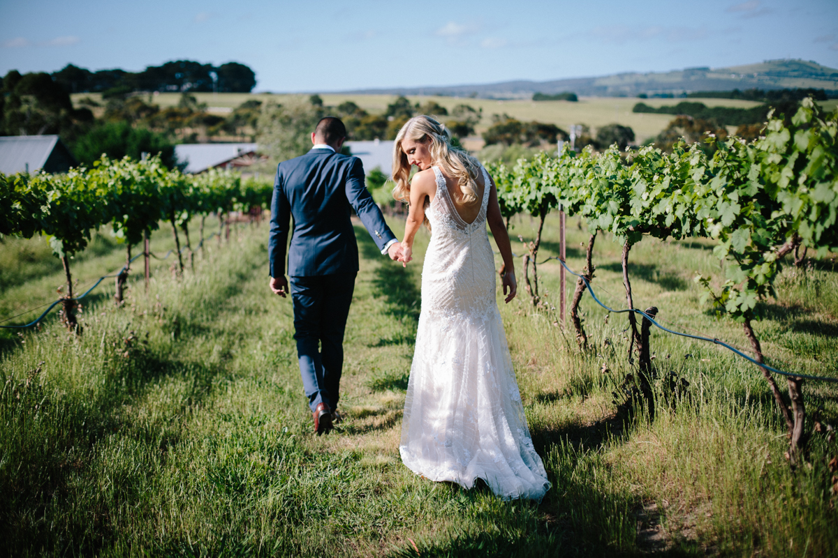 Just Married Couple Photoshoot in Vineyard | St Anne's Winery
