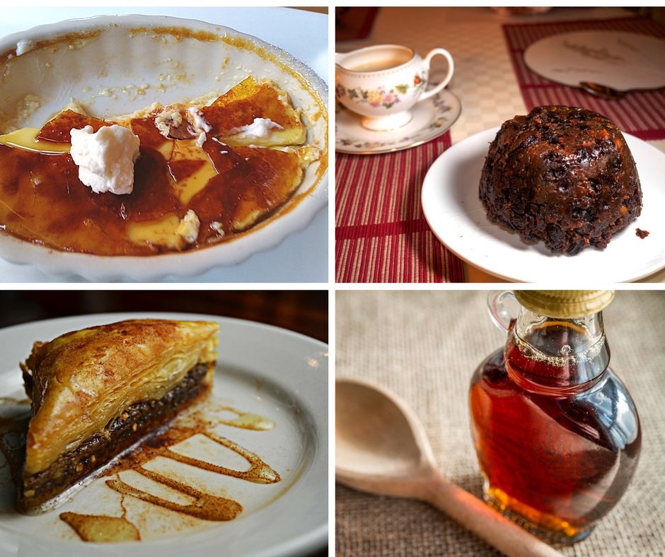 The pairing matches for Tokay – creme bruleee, fruit cake/ christmas pudding, baklava, and maple syrup.