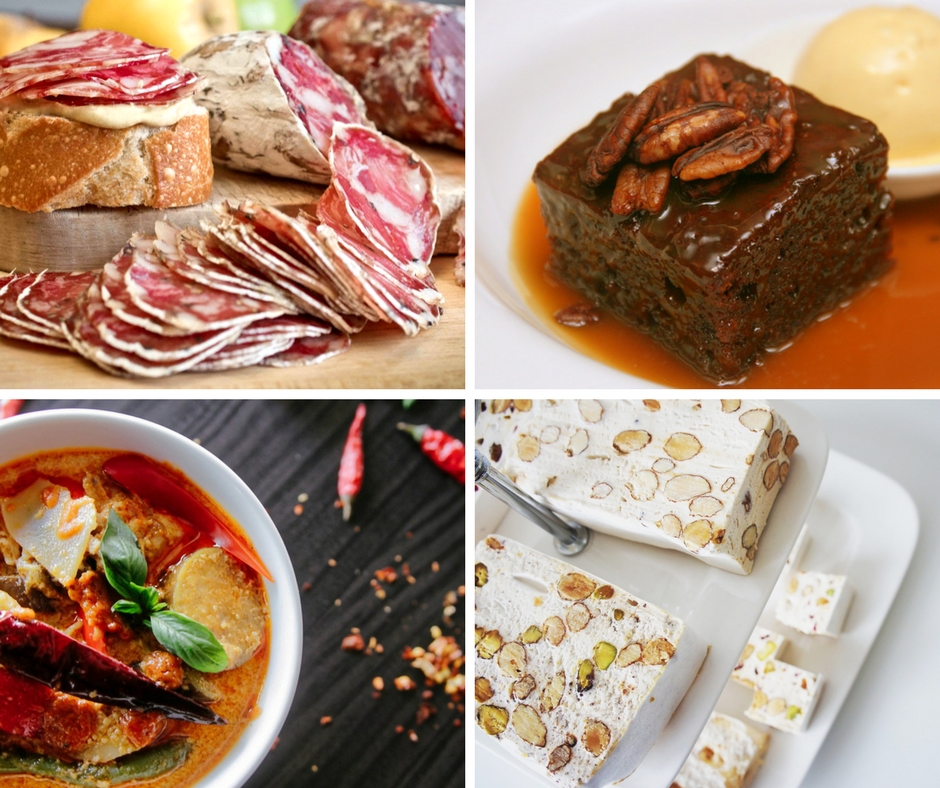 The pairing matches for Muscat: charcuterie (salami meats), sticky date pudding with ice cream, a spicy red curry with chilli, nougat with pistachios.